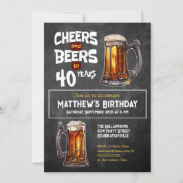 Invitación Saludos Y Cervezas A 40 Años De Fiesta De Cumpleañ