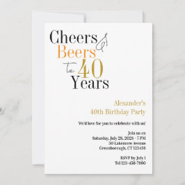 Invitación Saludos y cervezas a 40 años fiesta mínimo