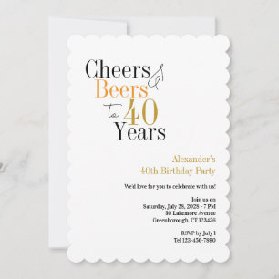 Invitación Saludos y cervezas a 40 años fiesta mínimo