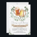 Invitación Saludos y cervezas a 60 años Adulto Cumpleaños<br><div class="desc">¡Salud y cerveza a 60 años!  Personaliza esta divertida invitación de cumpleaños con temas de cerveza con tus detalles. Utilice las herramientas de diseño para editar el texto,  cambiar el color de fuente y el estilo para crear un diseño único de tipo invitación.</div>
