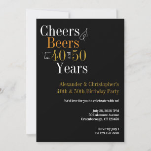 Invitación Saludos y cervezas Black Gold Joint Birthday Party