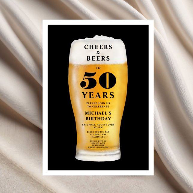 Invitación Saludos Y Cervezas Cumpleaños 50 (Cheers And Beers 50th Birthday Invitation)