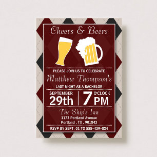 Invitación Saludos y cervezas de moda fiesta de solteros rojo