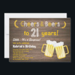 Invitación Saludos y cervezas de sorpresa rusa en el cumpleañ<br><div class="desc">Rústica sorpresa Saludos y Cervezas Invitación de cumpleaños 21. Cumpleaños de adultos. Cumpleaños de la cerveza para los hombres. Fondo blanco y negro de pizarra. Para una mayor personalización,  haga clic en el botón "Personalizar" y utilice nuestra herramienta de diseño para modificar esta plantilla.</div>