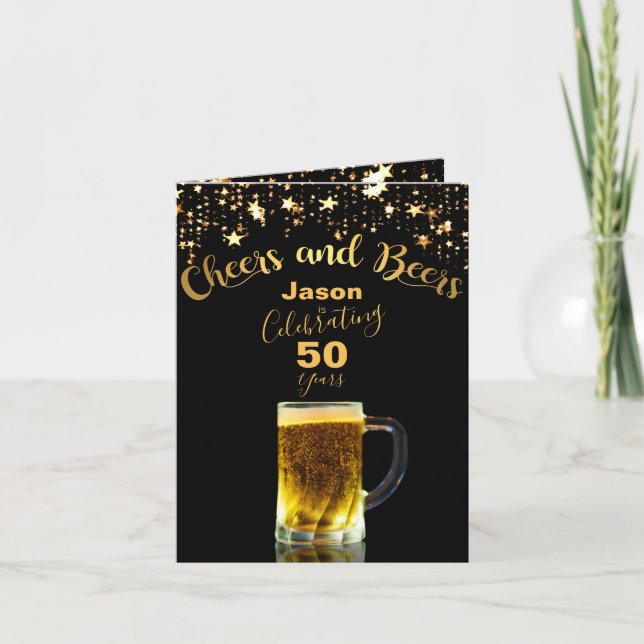 Invitación "Saludos y cervezas" Elegante fiesta de cumpleaños (Anverso)