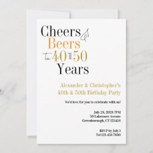 Invitación Saludos y cervezas Fiesta de cumpleaños conjunta m