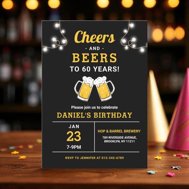 Invitación Saludos Y Cervezas Fiesta De Cumpleaños De 60 Años (Subido por el creador)