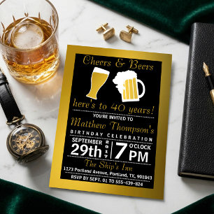Invitación Saludos y cervezas fiesta de cumpleaños de Black &