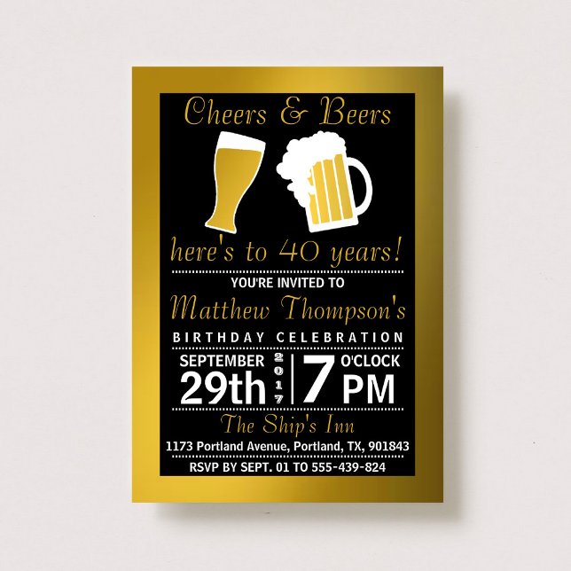 Invitación Saludos y cervezas fiesta de cumpleaños de Black & (Subido por el creador)