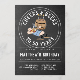Invitación Saludos Y Cervezas Fiesta De Cumpleaños Negro Y Bl