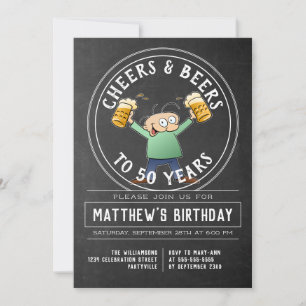 Invitación Saludos Y Cervezas Fiesta De Cumpleaños Negro Y Bl