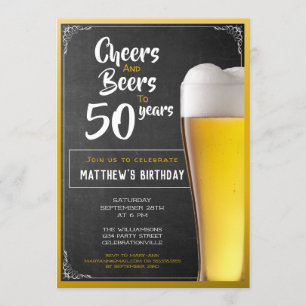 Invitación Saludos Y Cervezas Fiesta De Cumpleaños Negro Y Or