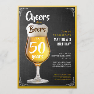 Invitación Saludos Y Cervezas Fiesta De Cumpleaños Negro Y Or