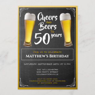 Invitación Saludos Y Cervezas Fiesta De Cumpleaños Negro Y Or