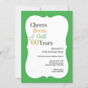 Invitación Saludos y cervezas Golf 60 cumpleaños Green
