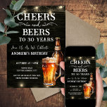 Invitación Saludos y cervezas Invitati 30th Birthday Bar Ligh<br><div class="desc">Saludos y cervezas invitaciones de cumpleaños. Fácil de personalizar. Todo el texto es ajustable y fácil de cambiar para sus propias necesidades fiestas. Las cadenas iluminan elementos de fondo rústico. El Chalkboard divertido gira y florece. Mug de cerveza acuarela. Invitaciones para él. Diseño de cumpleaños BBQ Bar o patio trasero....</div>