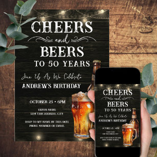 Invitación Saludos y cervezas Invitati 50th Birthday Bar Ligh