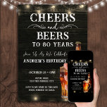 Invitación Saludos y cervezas Invitati 80th Birthday Bar Ligh<br><div class="desc">Saludos y cervezas invitaciones de cumpleaños. Fácil de personalizar. Todo el texto es ajustable y fácil de cambiar para sus propias necesidades fiestas. Las cadenas iluminan elementos de fondo rústico. El Chalkboard divertido gira y florece. Mug de cerveza acuarela. Invitaciones para él. Diseño de cumpleaños BBQ Bar o patio trasero....</div>