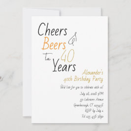 Invitación Saludos y cervezas mínimo 40 Fiesta de cumpleaños