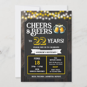 Invitación Saludos y Cervezas por 22 Años de Cumpleaños con B