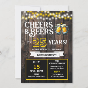 Invitación Saludos y Cervezas por 25 Años de Cumpleaños en la