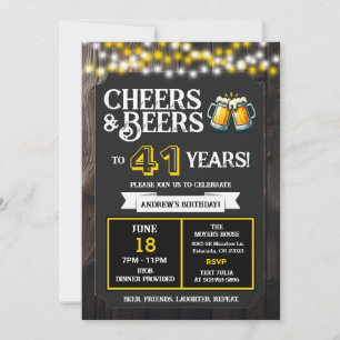 Invitación Saludos y Cervezas por 41 Años de Cumpleaños con B