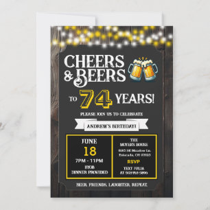 Invitación Saludos y Cervezas por 74 Años de Cumpleaños con B
