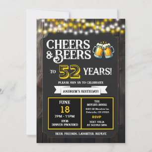 Invitación Saludos y Cervezas por los 52 Años de Cumpleaños e