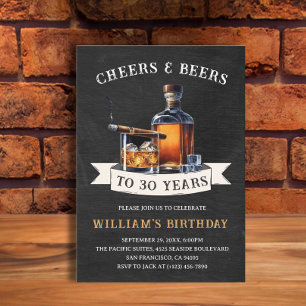 Invitación Saludos y cervezas Rustic 30° fiesta de cumpleaños
