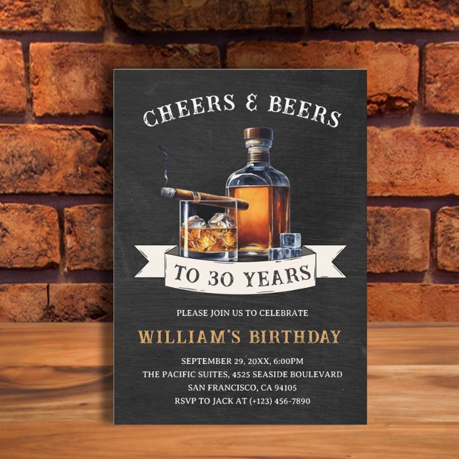 Invitación Saludos y cervezas Rustic 30° fiesta de cumpleaños (Subido por el creador)