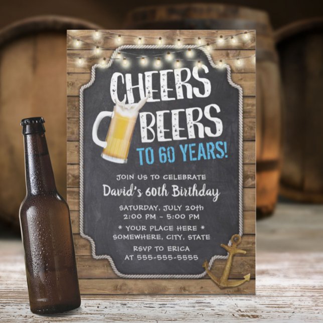Invitación Saludos y cervezas Rústica del Oro 60 cumpleaños (Subido por el creador)