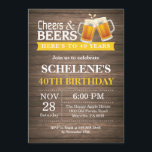 Invitación Saludos y cervezas rústicos 40 cumpleaños<br><div class="desc">Carta de invitación de cumpleaños número 40. Cumpleaños de adultos.Amarillo. 16 18 20 21 30 40 50 60 70 80 90 100. Cualquier edad.
Para más personalización,  haga clic en el botón "Personalizar" y utilice nuestra herramienta de diseño para modificar esta plantilla.</div>