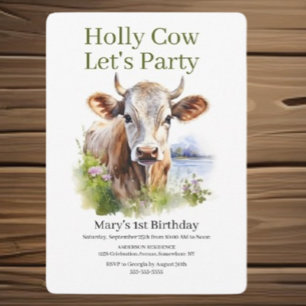 Invitación salva la fecha del cumpleaños 50 de la vaca amada