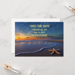 Invitación Salva la Fecha Romántica de Playa