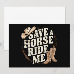 Invitación Salva un Caballo Móntame Vaquero Divertido Occiden