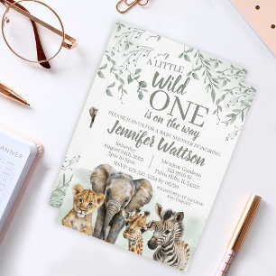 Invitación salvaje a una ducha de bebé Safari Jung