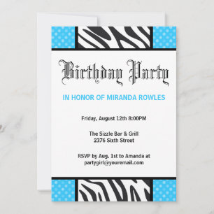 Invitación salvaje azul de la fiesta de cumpleaños