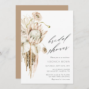 Invitación Salvaje Boho Protea Pampas Ducha de Novias Florale
