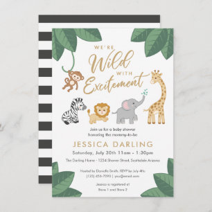 Invitación Salvaje con emoción jungla tema ducha bebé