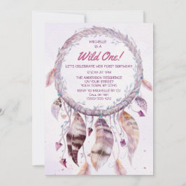 Invitación Salvaje cumpleaños de Dreamcatcher Boho Pink