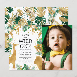 Invitación Salvaje Cumpleaños de Un Año Safari de Fotos