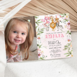 Invitación salvaje de cumpleaños de safari con fot