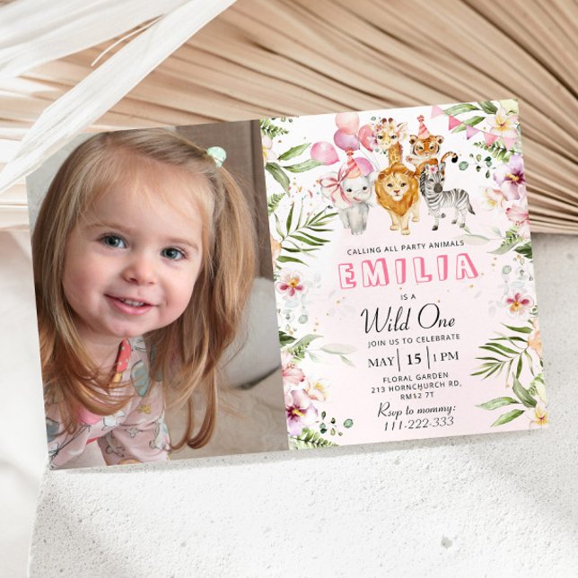 Invitación salvaje de cumpleaños de safari con fot (Subido por el creador)