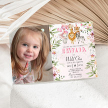 Invitación salvaje de cumpleaños de safari con fot