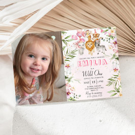 Invitación salvaje de cumpleaños de safari con fot