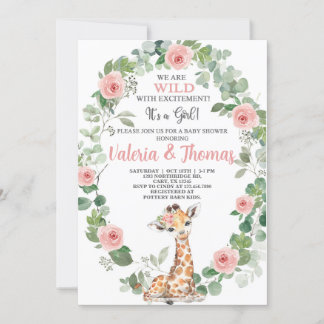 Invitación Salvaje de emoción Giraffe baby ducha invitan.