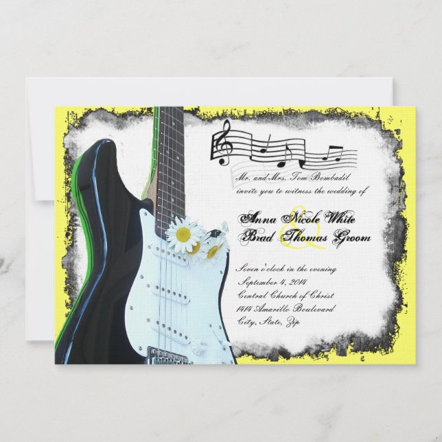 Invitación salvaje de la boda de la música de la (Anverso)