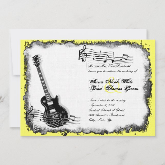 Invitación salvaje de la boda de la música del (Anverso)