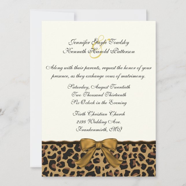Invitación salvaje de moda de la boda del modelo (Anverso)
