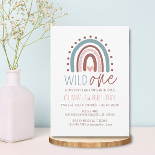 Invitación Salvaje de un boho arcoiris Chica rosado cumpleaño